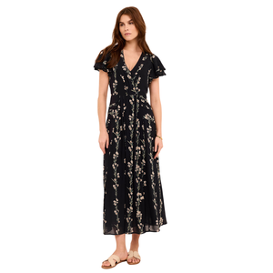 Vestido midi estampado de manga corta para mujer, vestido de verano para vacaciones - Product Image 1
