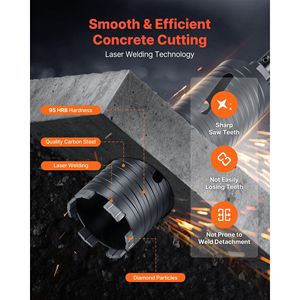 Punte da trapano da 3 pollici di diametro e 9-1/2 pollici di profondità per muratura e cemento - Product Image 6