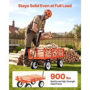 รถเข็นสวนเหล็กสำหรับงานหนัก 900 ปอนด์ ยาง 10 นิ้ว รถเข็นอเนกประสงค์สำหรับทำสวนกลางแจ้ง พร้อมเก้าอี้ปรับระดับได้ - Product Image 2