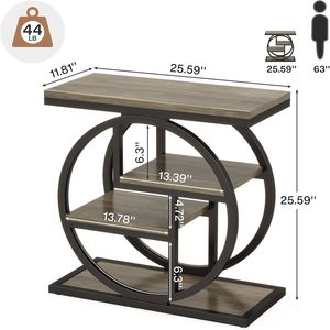 Tavolino Consolle in Legno con Ripiani Portaoggetti, Tavolino Laterale/Caffè/Divano/Comodino con Funzionalità Pratiche - Product Image 5