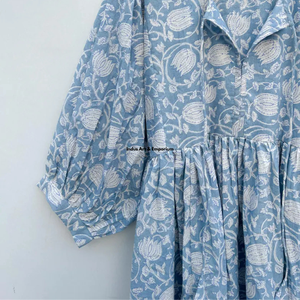 Beautiful floral Cotton Block Printed dress Dress For Casual wear Hand Block Printed Dress - Product Image 5