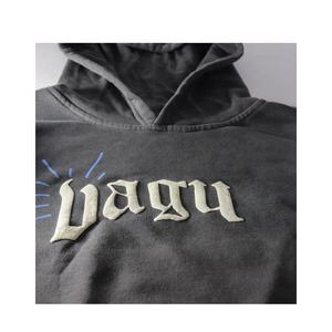 Sudadera con capucha Vintage wash, manga grande, letras espumosas 3d, personalizado, pantalla de alta calidad - Product Image 5