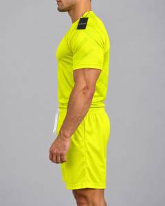Maillot de football CLAW INTL pour homme, jaune fluo, manches courtes, col rond, en polyester anti-humidité, coupe athlétique - Product Image 5