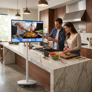 Moniteur portable intelligent à écran tactile pour divertissement en extérieur, 24/27/32 pouces, avec support mobile et batterie intégrée, affichage LCD, type kiosque - Product Image 1