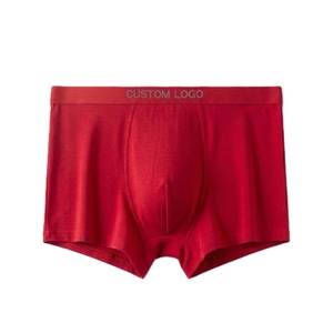 Boxers pour hommes, couleur unie, taille mi-haute, 100% coton tricoté, séchage rapide, respirant, avec ceinture à logo personnalisé - Product Image 3
