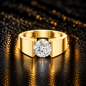 Bague en or massif 14K 18K pour homme, sertie par tension, avec diamant de laboratoire taille ronde 1,50 carat DEF VVS certifié IGI, Bague d'anniversaire OEM ODM - Product Image 1