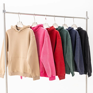 Sweat à capuche personnalisé en molleton épais, délavé à l'acide, style streetwear, pour homme, coupe oversize, uni et vierge - Product Image 5