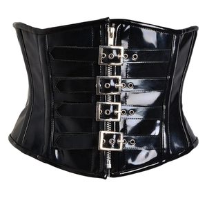 Black PU <b>Leather</b> Bodycon Mini Club Dress High Neck Full Sleeve <b>Corset</b> Style Sexy Solid Color Adult Women's Dress - Product Image 5