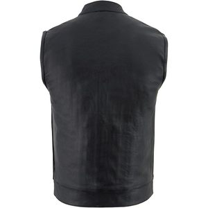 Gilet de motard en cuir noir pour homme 2025, style club, fermeture éclair et boutons-pression, vêtement extérieur avec décoration de logo - Product Image 3