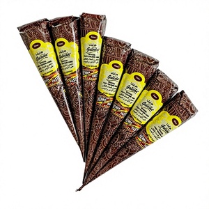 Pâte de henné brun foncé en cône pour l'art corporel et les tatouages temporaires, lot de 12 pièces de 25 g chacune, matériau végétal naturel - Product Image 1
