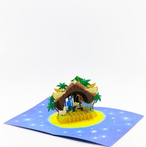 Carte pop-up 3D Maison de Noël, Carte de vœux 3D, Cartes de vœux 3D faites à la main, Cadeau de Nouvel An, Carte de vœux en papier artisanal 3D - Product Image 3
