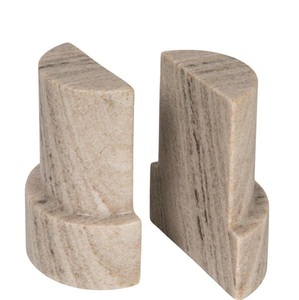 Porte-livres en marbre brun de luxe Impradoor, blocs de marbre massifs rectangulaires, porte-livres décoratifs en marbre foncé de qualité supérieure, lourds - Product Image 6