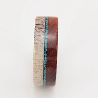 Bague en carbure de tungstène avec incrustation en bois de cerf et turquoise, alliance plate pour femmes et hommes, bijoux inspirés de la nature en gros