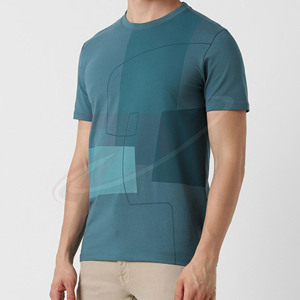 T-shirts pour hommes grande taille, couleur bleue unie, marque personnalisée, 100% coton, style streetwear décontracté, coupe ample, t-shirts basiques pour l'été - Product Image 2