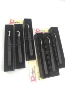 Pinces professionnelles pour extensions de cils, pinces à cils à marque privée, pinces à pointe en fibre, pinces courbées pour volume et isolation, ensemble de pinces - Product Image 4