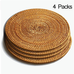 Ensemble de dessous de plat et de protection pour casseroles, rond, en résine, motif nid d'abeille, tressé en rotin - Product Image 2