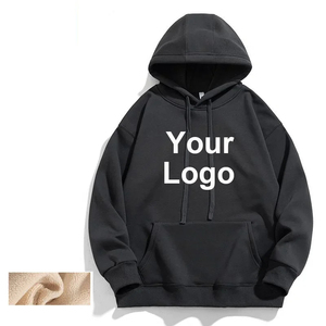 Sweat-shirts à capuche en peluche pour l'hiver et l'automne, logo personnalisé, couleur unie, épais, amples, unisexes, décontractés, pour hommes et femmes - Product Image 1