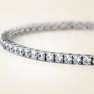 Women's14K <b>White</b> Gold Tennis <b>Bracelet</b> Round Brilliant Cut Diamond Channel Setting Classic Everyday Wear <b>Bracelets</b> - Product Image 3