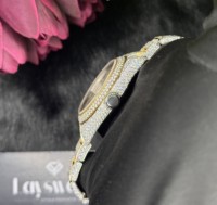 Montre de luxe unisexe de haute qualité avec mouvement ETA en acier inoxydable, moissanite VVS, cadran en verre glacé, style hip-hop, 42 mm