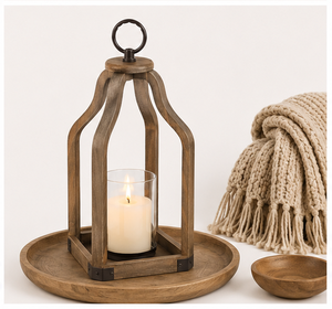 Handcrafted Rustic Wood <b>Lantern</b> <b>Candle</b> Holder Farmhouse Decorative Wooden <b>Lantern</b> Indoor Outdoor Porch Decor - Product Image 3
