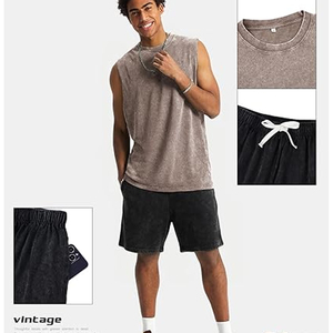 Vintage Oversized Custom Design Pattern Gym Sleeveless T-shirt Muscle Unisex Plus Size Tank Tops Acid Washed - Product Image 3