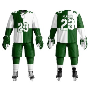 Camiseta de Hockey sobre Hielo Verde para Hombre, Cuello en V, Impresión Sublimada, Poliéster Transpirable, Personalizable, Manga Corta, Correa Ajustable - Product Image 2