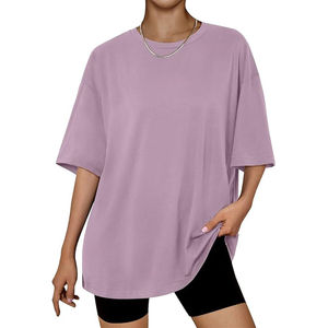 Camiseta de Lona para Mujer, Estilo Urbano, Corte Regular, Cuello Redondo, Manga Corta, Casual, Tallas Grandes, Transpirable, de Secado Rápido, Venta al Por Mayor - Product Image 1