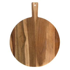 Planche à découper écologique au design élégant, planche à pizza ronde en bois avec poignée, pelle à pizza et plateau de service en bois massif - Product Image 3