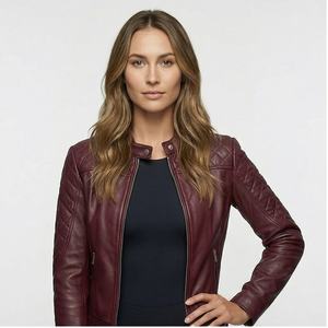 แจ็กเก็ตหนังผู้หญิงระบายอากาศได้ดี2025ใหม่เสื้อถักผ้าใบสำหรับฤดูหนาวปรับแต่งได้ - Product Image 1