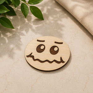Funny Emoji Face Laser Engraved Solid Wood <b>Coaster</b> Handcrafted Heat Resistant <b>Drink</b> Mat Table Protector Coffee Tea Glass - Product Image 1