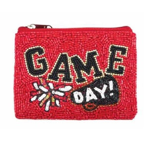 Porte-monnaie brodé à la main avec lettres et perles, pour femme, petit format, avec fermeture éclair, pour monnaie, clés, espèces et cartes, multifonctionnel, cadeau - Product Image 1