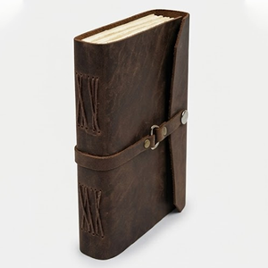 Carnet de notes en cuir véritable fait main en Inde, couverture rigide, fermeture à bouton, 100 feuilles - Cadeaux de bureau parfaits, utilisation promotionnelle - Product Image 3