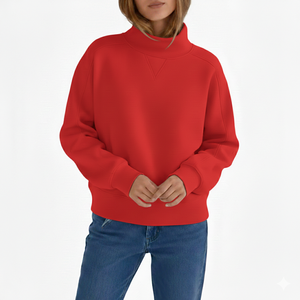Womens Navy Blue <b>Mock</b> <b>Neck</b> Sweatshirt Oversized Casual Fleece Pullover Winter Streetwear <b>Top</b> - Product Image 4
