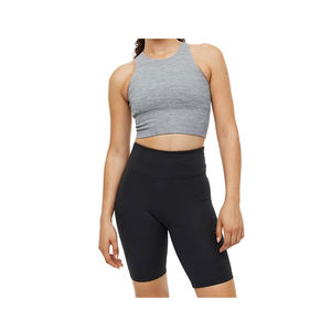 ชุดโยคะ 2 ชิ้น เสื้อชั้นในกีฬาคอกลมและกางเกงขาสั้นออกกำลังกายสำหรับผู้หญิง คุณภาพสูง รับผลิตแบบ OEM พร้อมโลโก้ตามสั่ง - Product Image 4