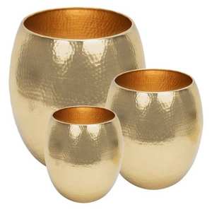 Juego de Macetas de Metal Dorado Texturizado, Macetas Decorativas para Interiores para Hoteles de Lujo y Decoración Glamurosa del Hogar - Product Image 6