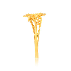 Elegante Anillo Dorado con Filigrana Floral, con Intrincado Motivo de Hojas y Flores Caladas para Mujer - Product Image 3