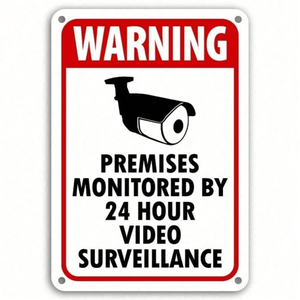 CIFbuy Targa Metallica di Avvertimento per Videosorveglianza in Tempo Reale 24/7, Segnale di Sicurezza per Casa e Ufficio, Insegna Elettronica per TikTok e Temu - Product Image 2