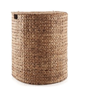Natural Water Hyacinth Laundry Basket Corner <b>Hamper</b> with Lid Handwoven Straw Toy Clothes Storage Bin Home Organization Bulk - Product Image 2