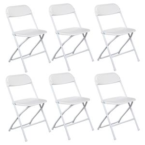 Sedia Pieghevole da Giardino Classica Bianca, Set da 6 Pezzi in Plastica Stampata a Iniezione, Stile Classico - Product Image 1