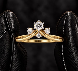 Bagues en diamant de laboratoire taille ronde, or massif 14K 18K, bague à quatre pierres en grappe 0.10Ct DEF VVS, bague de mariage en forme de V, OEM ODM - Product Image 1