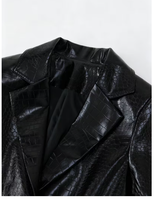 Veste en cuir à motif crocodile, col rabattu, coupe classique, style slim, pour l'automne, veste crocodile pour femme