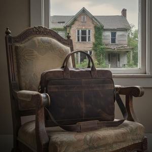 Bolso Mensajero para Portátil de Cuero Genuino, Ligero, Ecológico, Moderno y Vintage, de Alta Calidad, Tipo Bandolera, para Negocios - Product Image 2