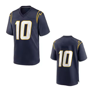 Maillot de football pour homme Los Angeles Chargers, bleu marine, col en V, numéro 10, manches courtes, évacuation de l'humidité, vêtements toutes saisons par BRG - Product Image 1
