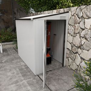Outdoor <b>4x6</b> ft White Lean-to Storage Shed with Lockable Door Vents Wood <b>Frame</b> Easily Assembled for Garden Tools Patio Lawn - Product Image 2