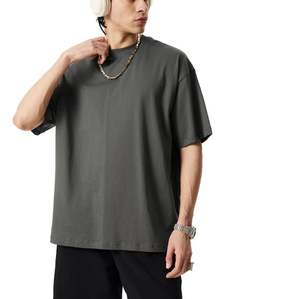 T-shirt Homme Oversize en Coton Tricoté de Haute Qualité 2025 – Couleur Unie, Effet Vieilli et Déchiré, Style Streetwear - Product Image 1