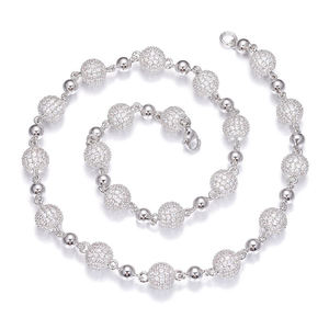 Collar de Cadena de Eslabones con Bolas de Moissanita Personalizado, Plata 925, Bañado en Rodio, Joyería Hip Hop para Hombres y Mujeres, Regalo de Boda - Product Image 5