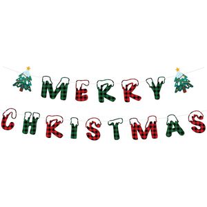 Striscione Natalizio Pre-Decorato per Interni, Insegna a Quadri Buffalo per Decorazioni Albero di Natale, Striscioni per Feste Invernali - Product Image 1