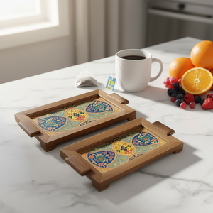 Premium Wooden Serving Tray Printed Decorative <b>Kitchen</b> Tray for Tea Coffee Snacks Breakfast - Product Image 3