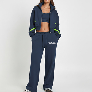 Wholesale Price Regular Fit Solid Winter Lace <b>Womens</b> Tracksuit Custom Embroidery Logo Breathable Zip up Sweatsuit Cheap Price - Product Image 1