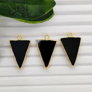 Dijes de Aguamarina en Forma de Triángulo, Electrochapados, Aguamarina de 20x15mm, Chapados en Oro, Hechos a Mano, Conector para Joyería de Aguamarina - Product Image 2